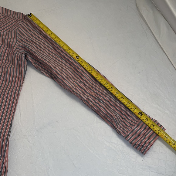 Hugo Boss Orange striped stretch casual button down shirt L - Picture 10 of 10